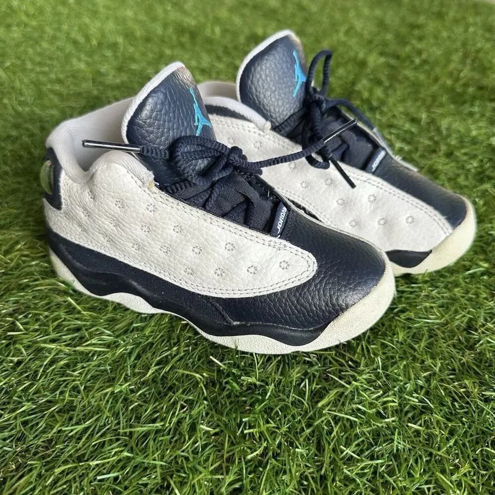 Nike Air Jordan 13 Retro Toddler Size 9C Blue White Athletic Shoes Sneakers‎